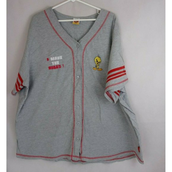 Vintage Freeze Looney Tunes Tweety Bird " I Make The Rules" Baseball Jersey 3XL - Picture 1 of 5